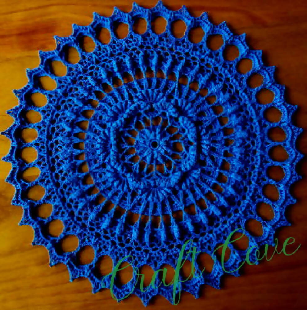 Doily 3D Textured in Medium Blue