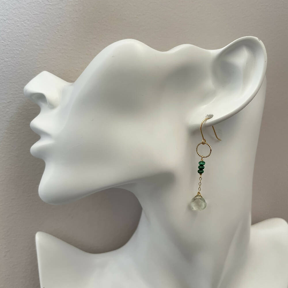 14K Gold filled green amethyst earrings