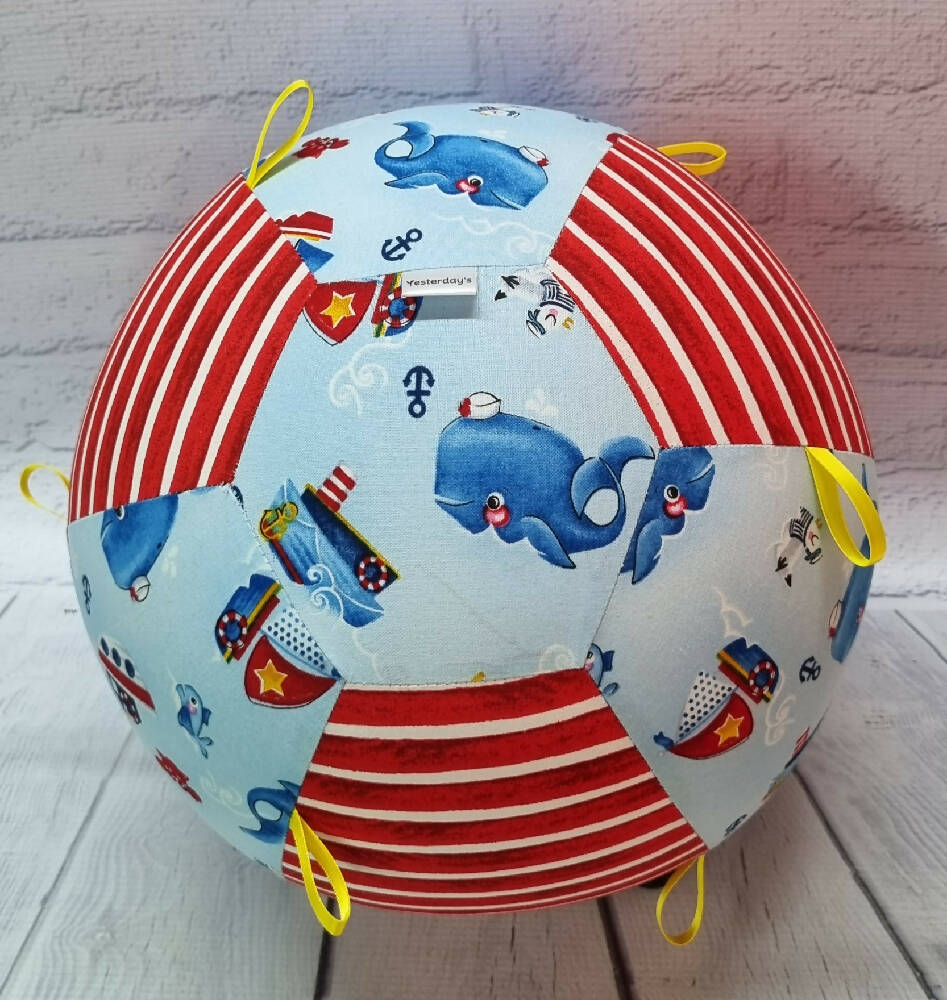 Balloon Ball: Whale of a time with Red/white stripe: Taggie; Two tone style