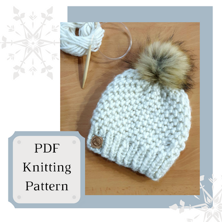 EASY KNITTING Pattern, Chunky Beginner Knit, Unisex Adult Beanie, Quick Knit, PDF Pattern, Scandi Inspired