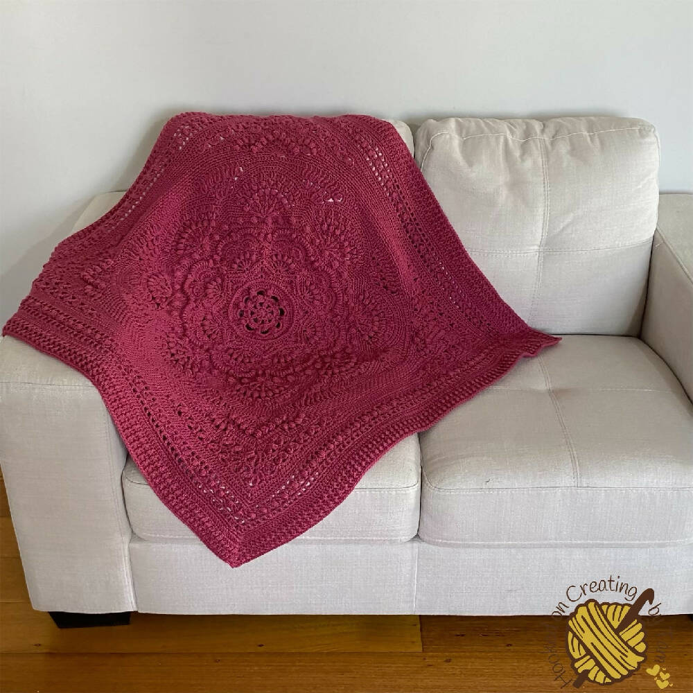 Raspberry ‘Baby Arcadia’ Heirloom Handmade Baby Blanket 100% Acrylic