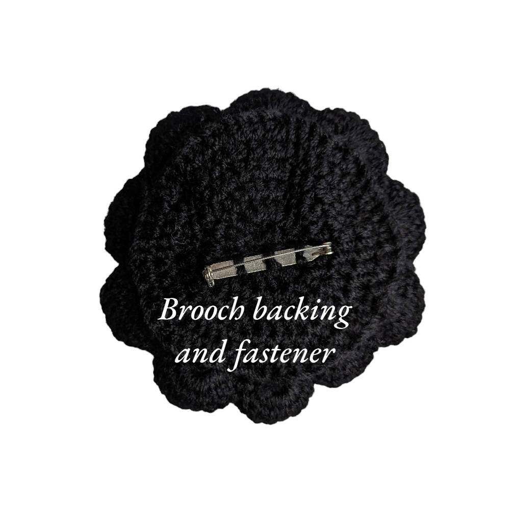 Wool flower brooch, crochet rose brooch