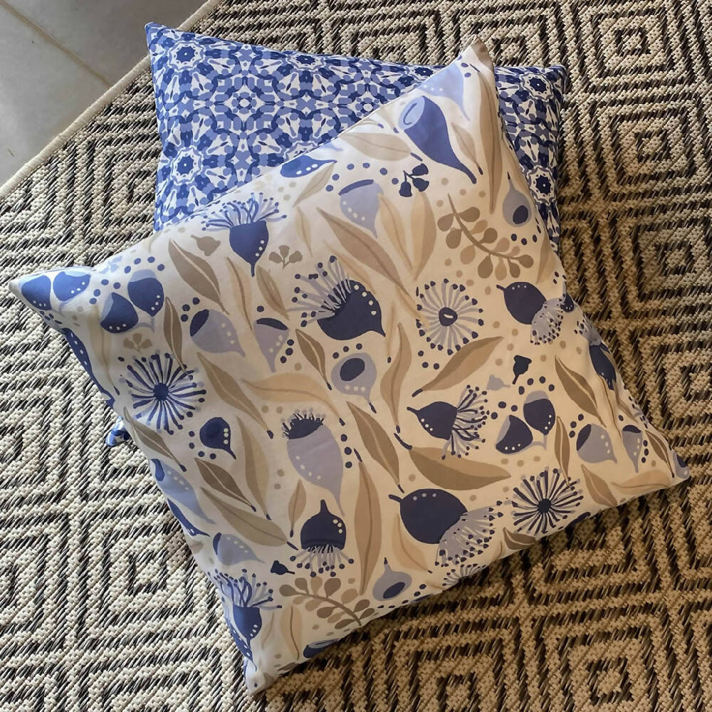Cushion Cover Hampton style Australian Floral in Country Blue
