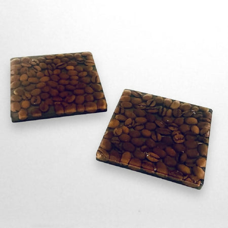 Set of 2 Square Coffee Bean Drink Coasters