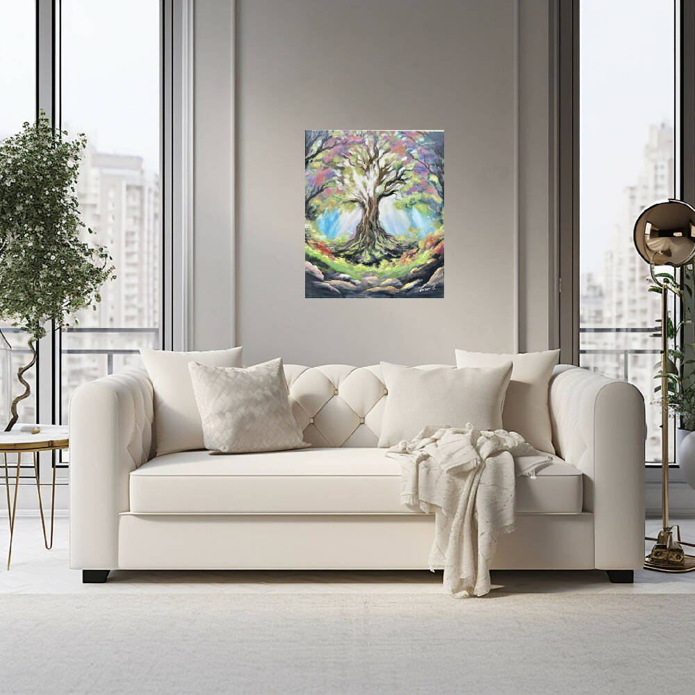 Sunlit serenity, original painting 50x60cm, canvas ready to hang