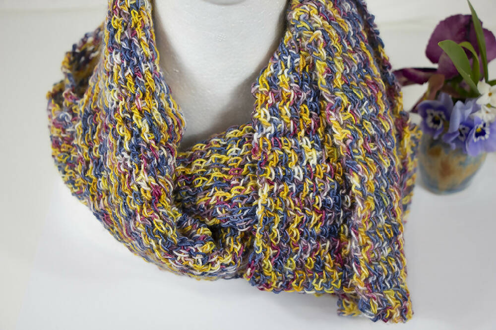 Multicoloured scarf, hand-painted, lace weight, Extra Fine Merino Wool (75%) Silk (25%)