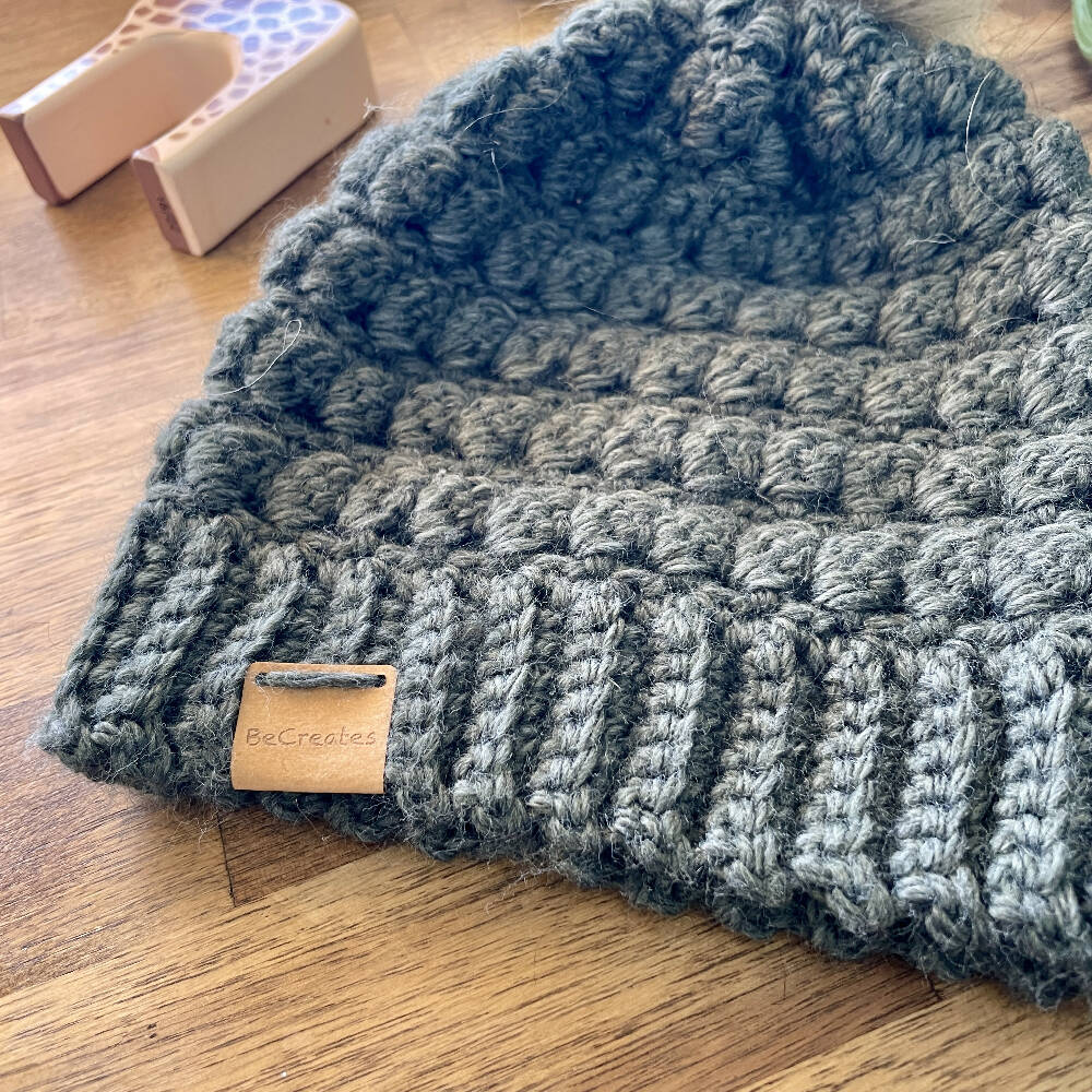 Toddler Beanie with Faux Fur Pom Pom - Ash Grey