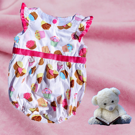 Baby Girls Romper, Cupcakes, Size 000, 00, 1