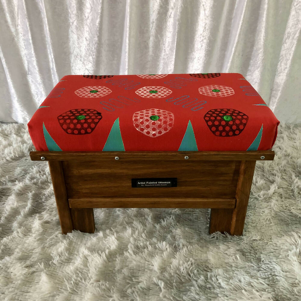 Ottoman storage box 15 - Wooden handmade fabric covered box