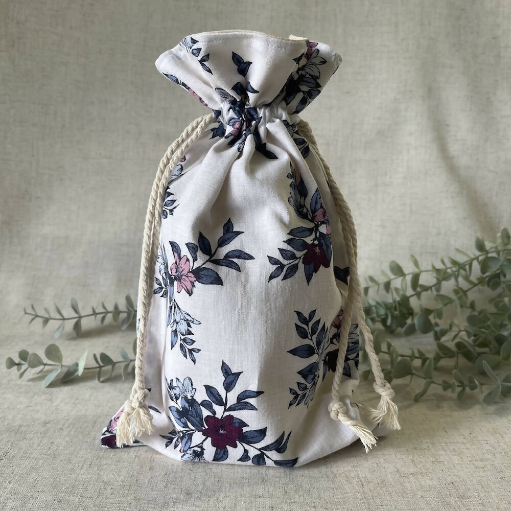 Reusable Fabric Gift Bag - Floral Linen