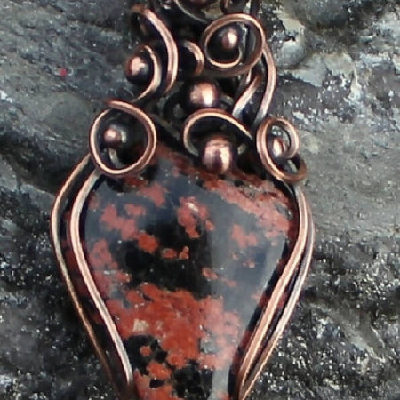 Firecracker Obsidian in Copper with chain