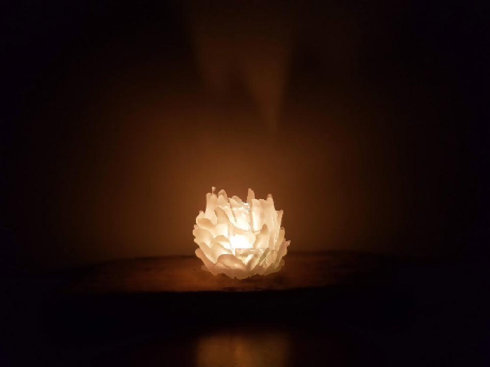 Australian Sea glass tealight candle holder with tiny quartz crystals