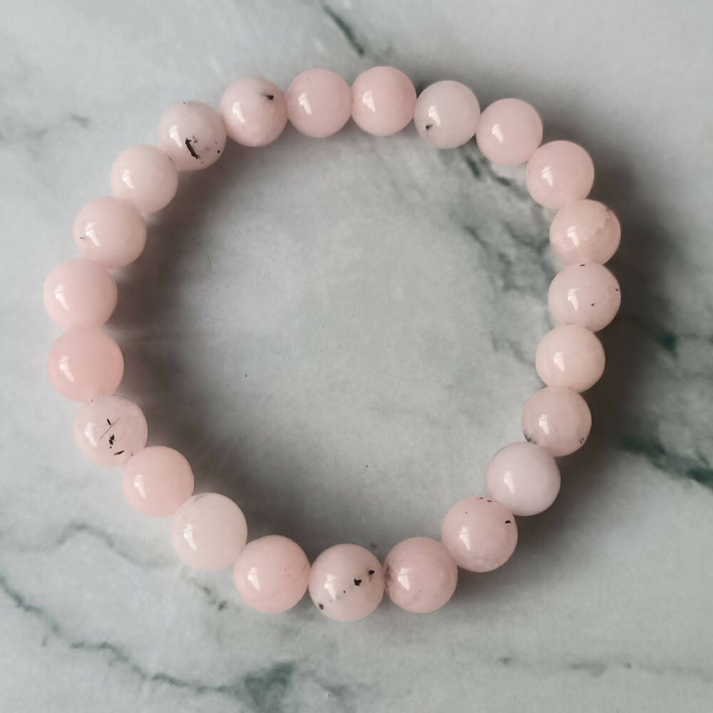 Cherry Blossom Jasper Gemstone Stretchy Bracelet 8mm