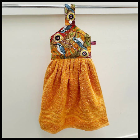 Hand Towel Hanging - Australian Kingfisher - Orange - Handmade