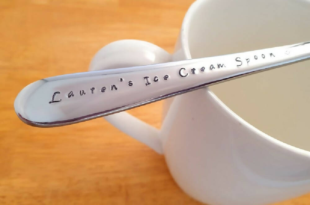 Custom Ice Cream Spoon, Fathers Day, Coffee,Hand Stamped, custom made