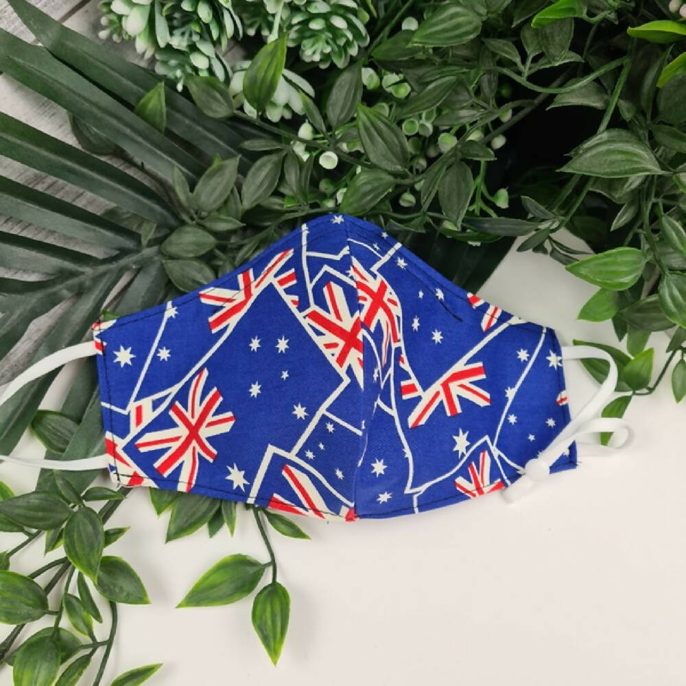 Mask - Australian & UK Flag - Face Cover - 3 Layer Cotton Nose Wire Adjustable
