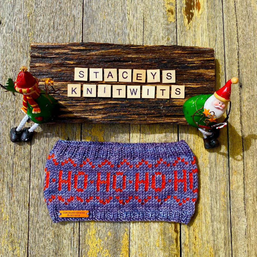 DOWNLOAD - Knitting Pattern - Christmas Headband, HoHoHo Headband Pattern