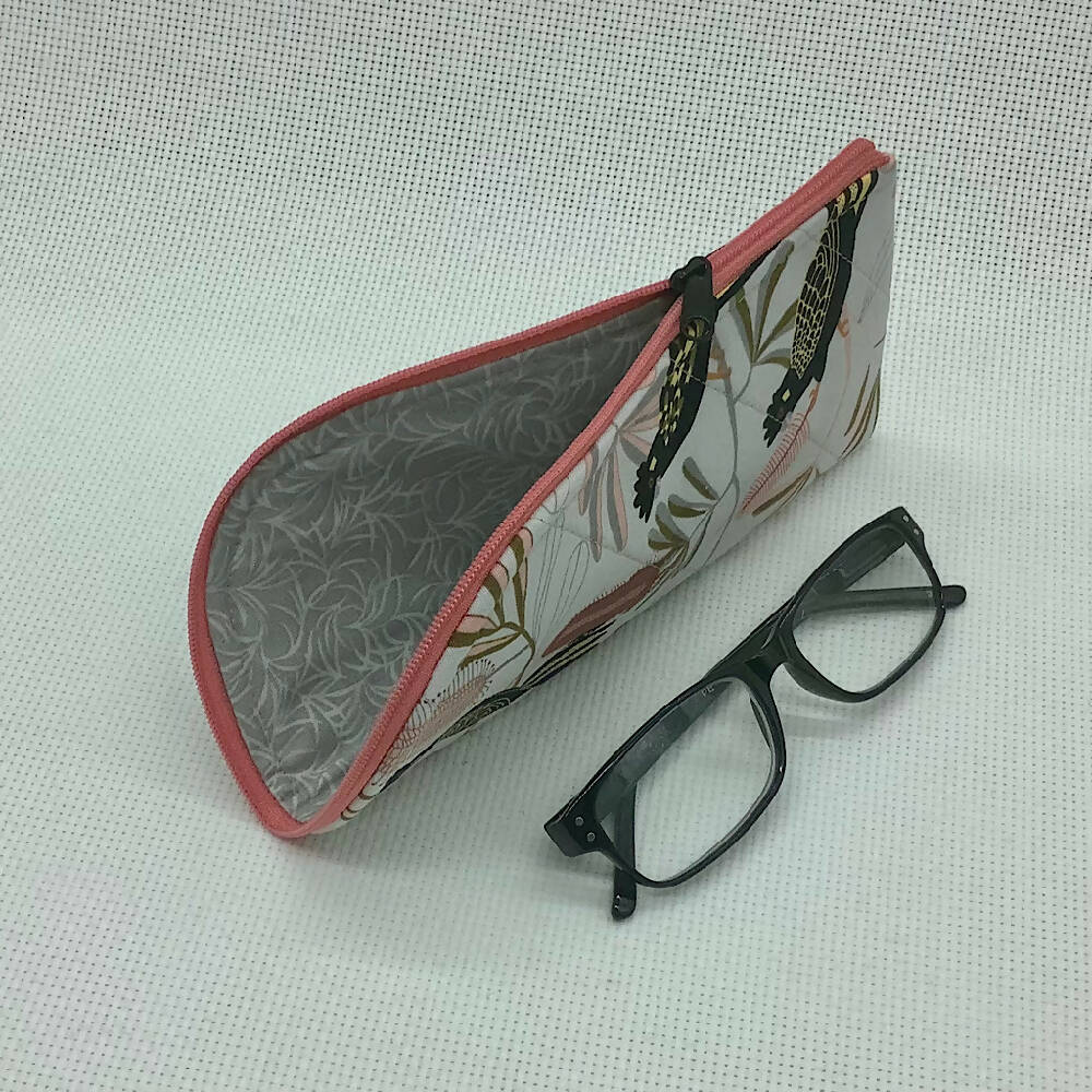 Australian Birds curved top zip pouch for glasses, phones, handbag organiser, etc.