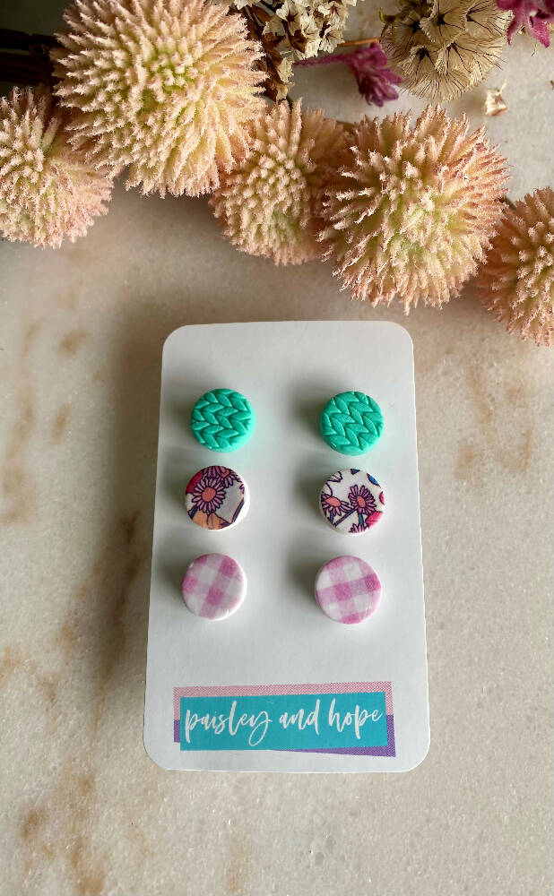 Polymer Clay Stud Pack - Patterns #2