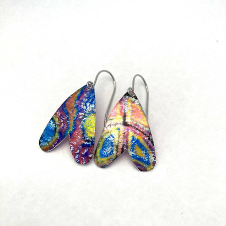Multi colour printed anodised aluminium earrings