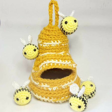Crochet Beehive and Bees Play Set