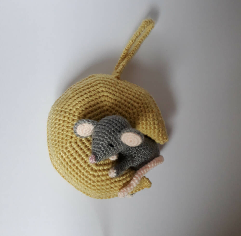 SALE Handmade crochet mouse moon baby mobile