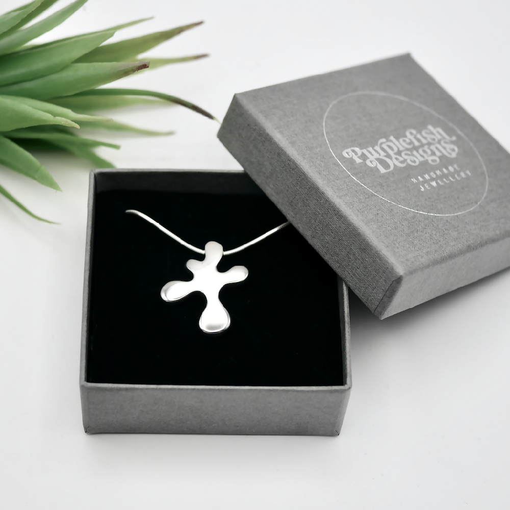 Original Splat - Handmade Sterling Silver Pendant with Snake Chain