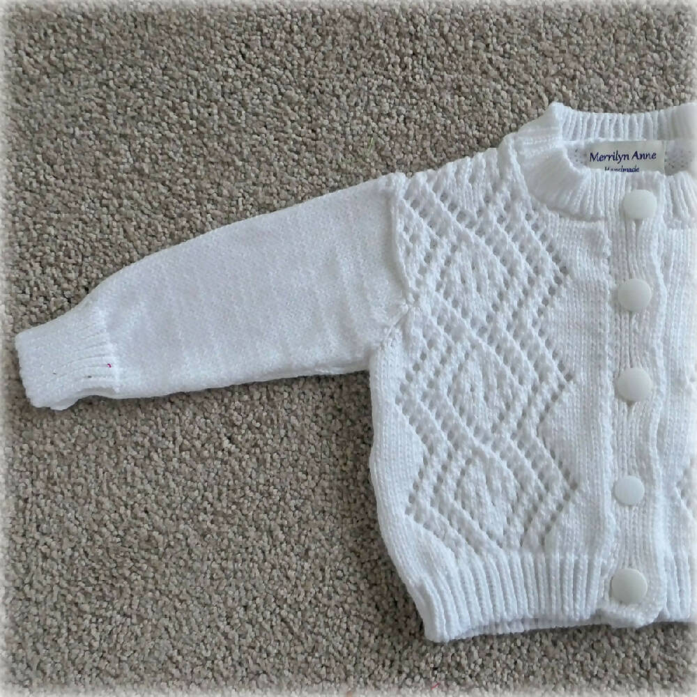 White cotton cardigan - "special occasion" Wedding, baptism. FREE POST