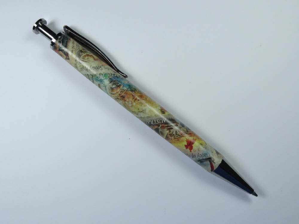 Resin Executive click style pen using Australiana Stamps
