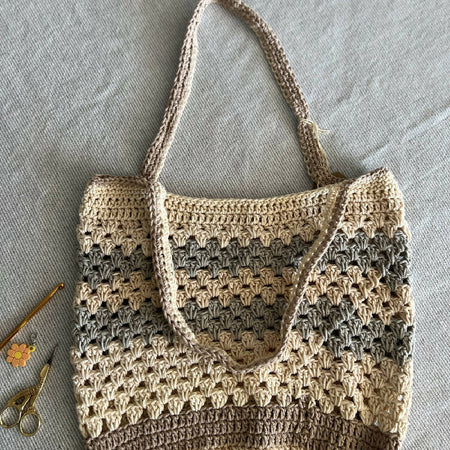Handmade Crochet Bag | Cotton Yarn | Beige | The Creative Quail