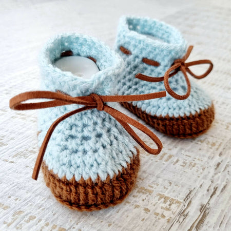 Baby Booties Duck Egg Blue Newborn Crochet Knit Shoes Socks