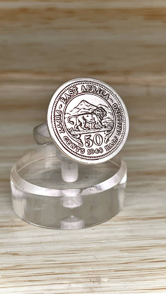 1948 East Africa Half Shilling Coin Ring.