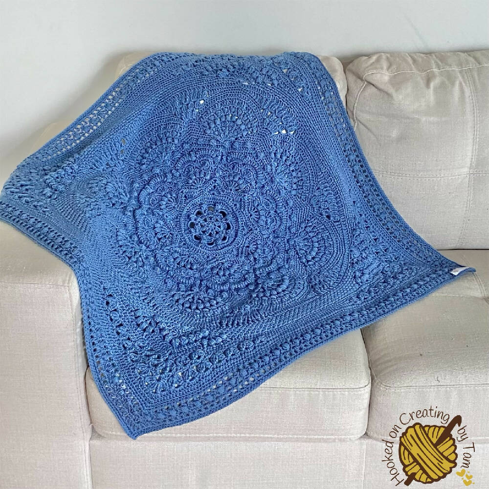 Denim ‘Baby Arcadia’ Heirloom Handmade Baby Blanket 100% Acrylic