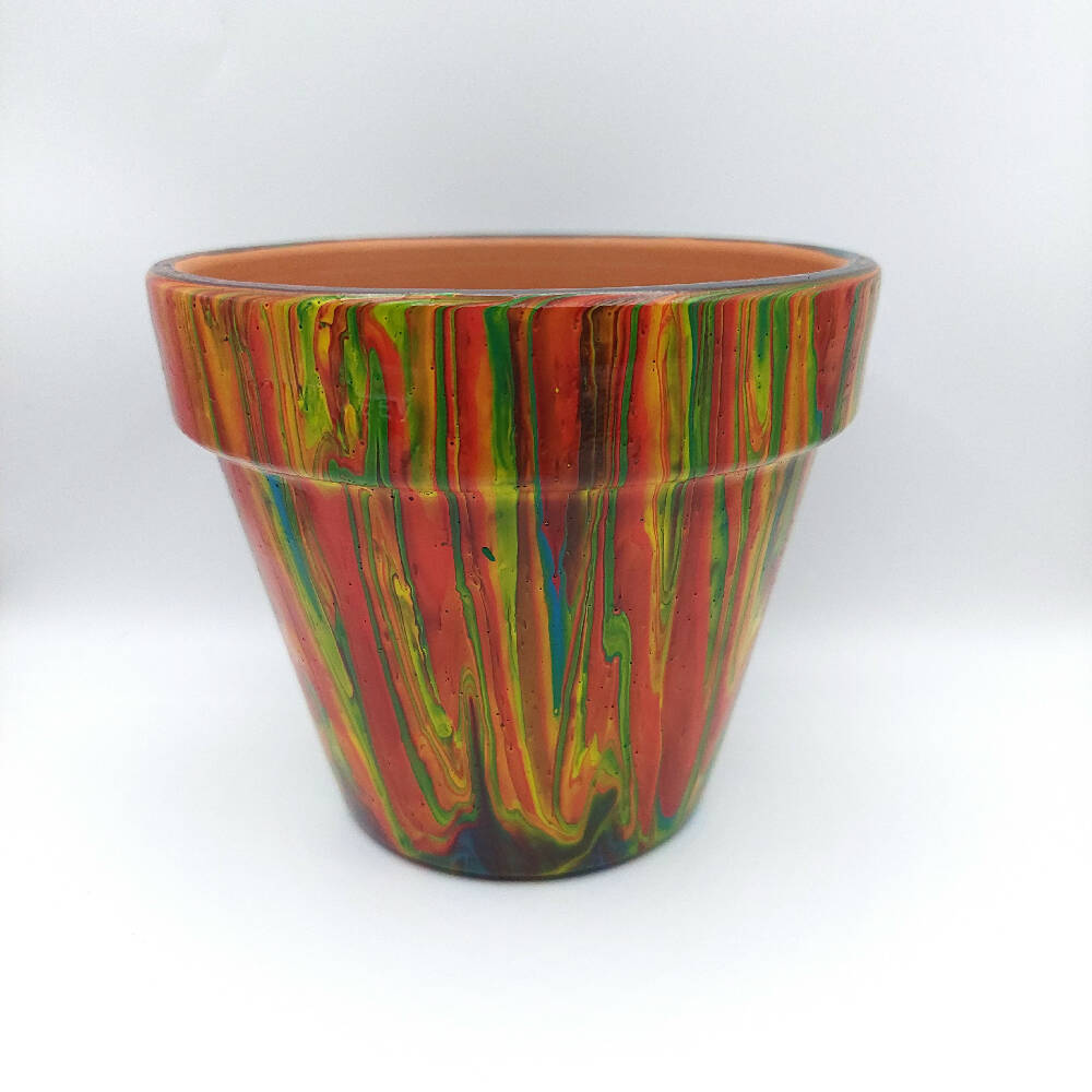 Mixed Colour Acrylic Poured Terracotta Pot