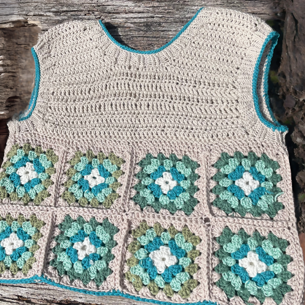 Beach Breeze Crochet Granny Square Tank Top