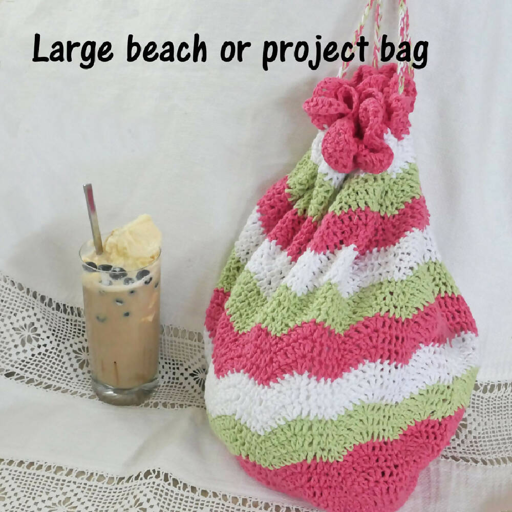 Project / market bag, beach bag cotton, crochet. Handmade