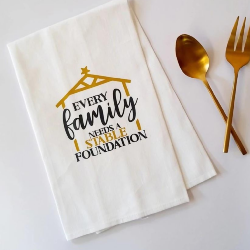 Christmas Tea Towel Christian Inspirational Kitchen Linen Cotton