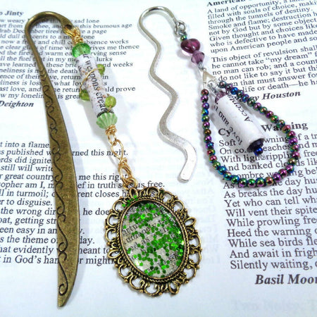 Beaded Bookmarks - Book Page Beads - Metal Stems