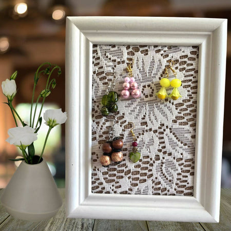Jewellery Display Stand Unique Handmade Made From Vintage Picture Frame and Old Lace
