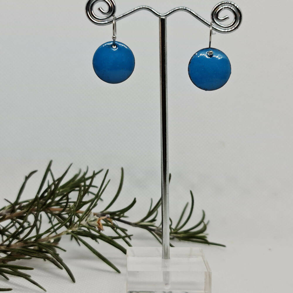 Enamel Coin Earrings - Drops Small - Lots of Colours Available
