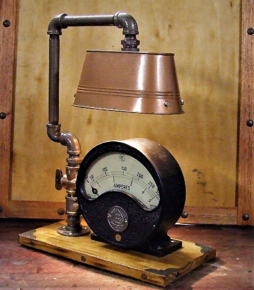 Vintage Industrial/Steampunk Lamp Large Gauge #1