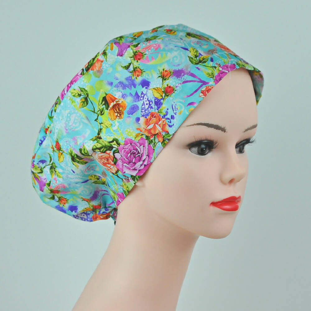 scrub-hat-cap-teal-floral-green-australian-handmade_03