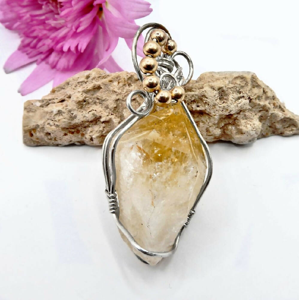 Citrine Sterling gold wire wrapped5