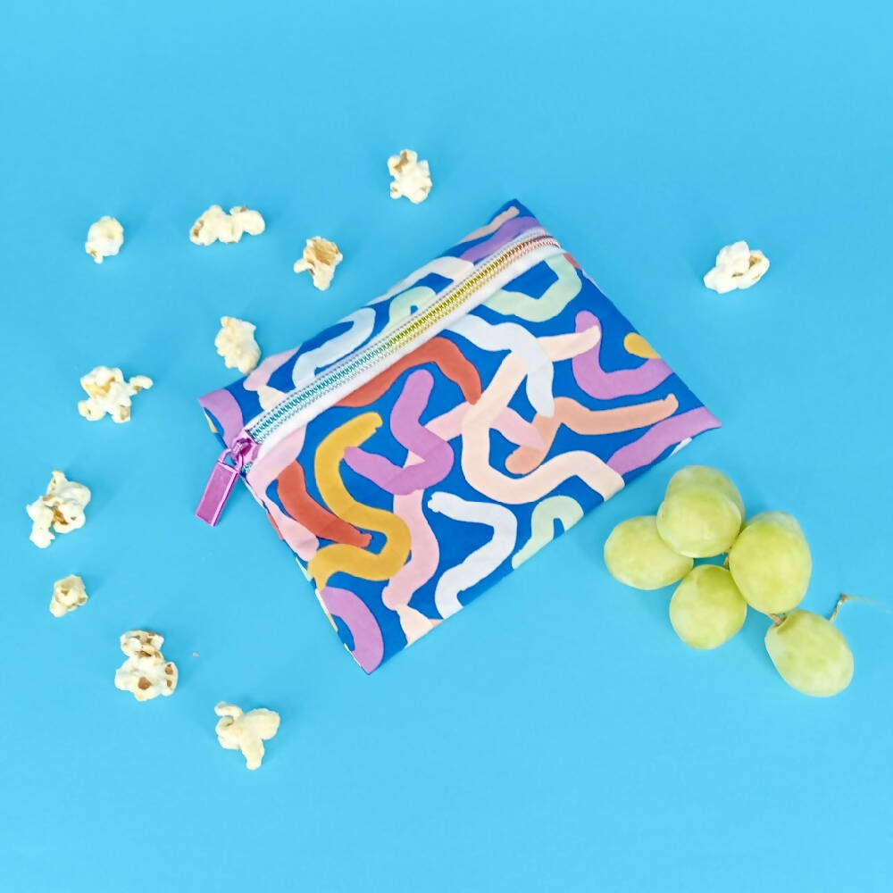 Snack Bag (Reusable) - Jelly Snakes on Blue