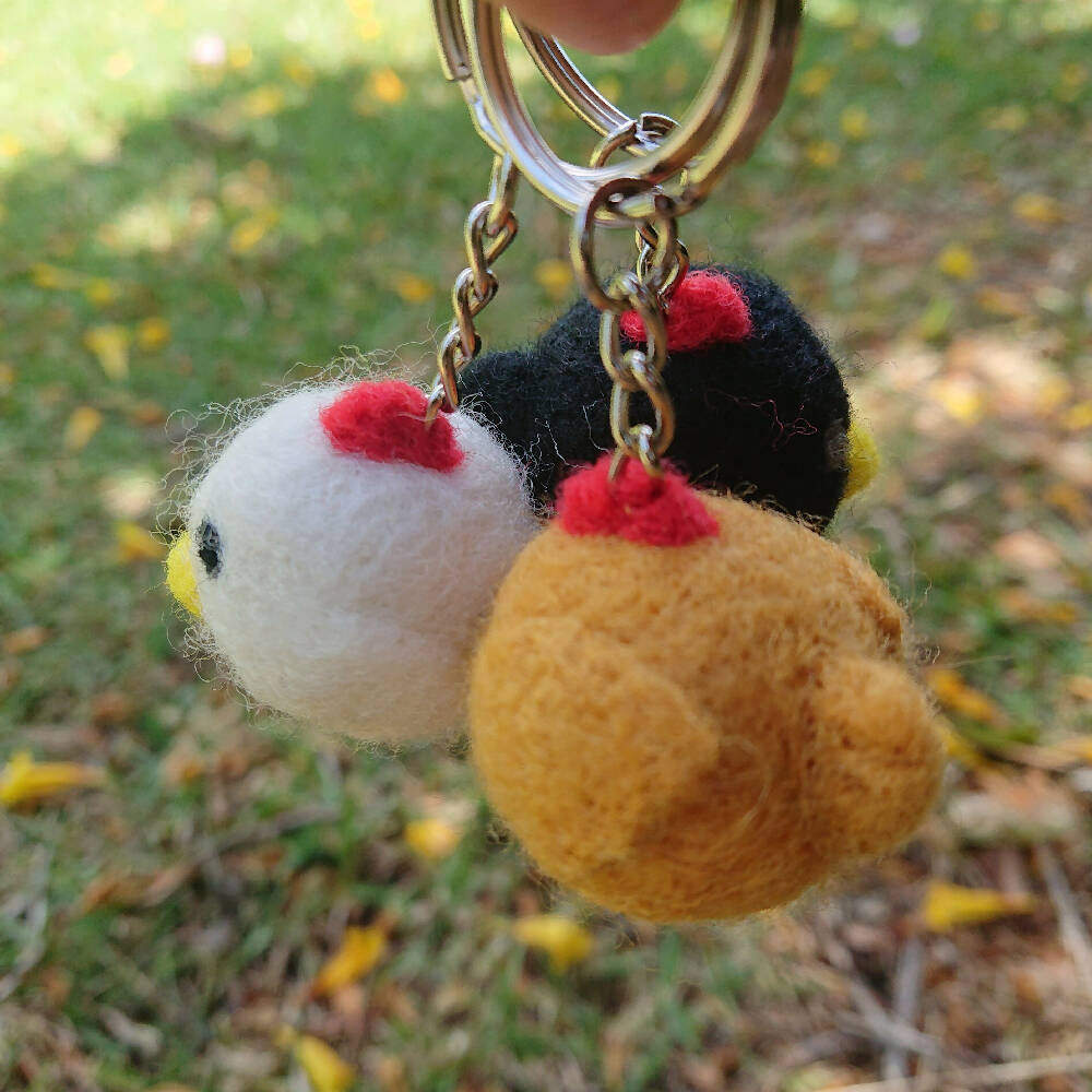 Needle Felted Keychain - Chicken - 3 colours available
