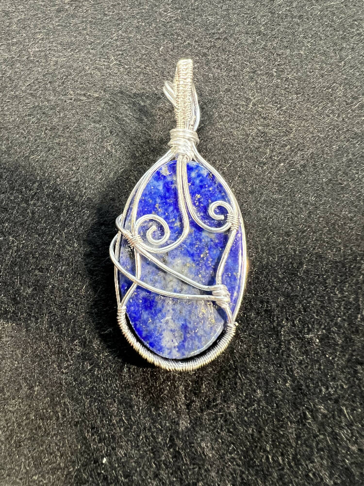 Wire-Wrapped Lapis Lazuli Pendant