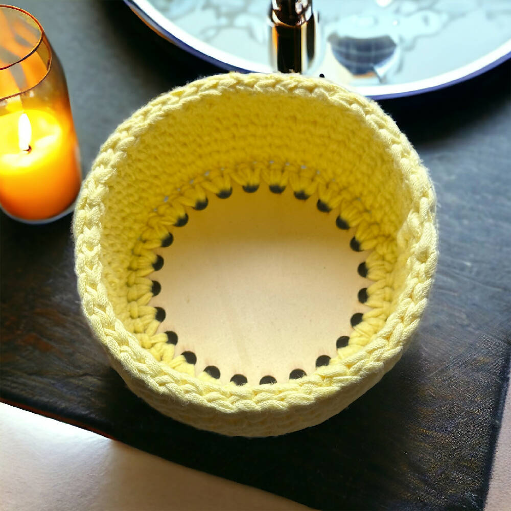 Crochet Handmade Basket - Lemon