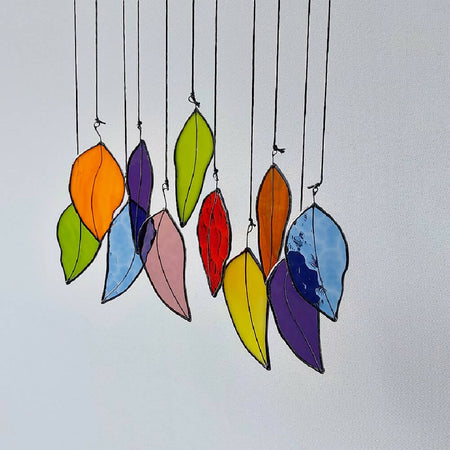 Stained glass suncatcher, one eucalyptus gum leaf, pick your colour and shape