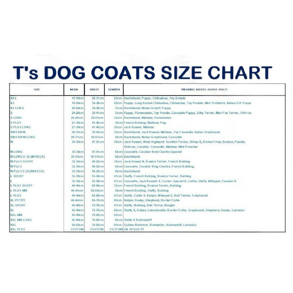 Dog Coat Jacket Dogs Blue 26 Sizes Flannelette Fleece