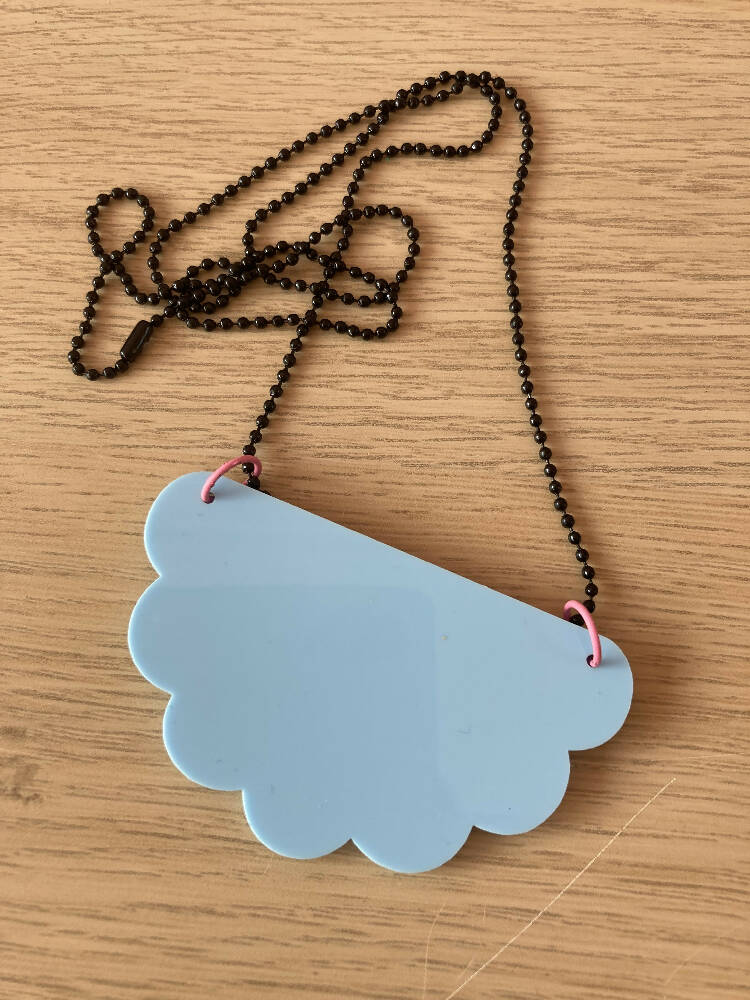 Pastel blue scallop acrylic necklace
